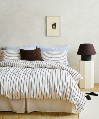 Cacao Stripe Tencel Baumwoll-Perkal Bettbezug