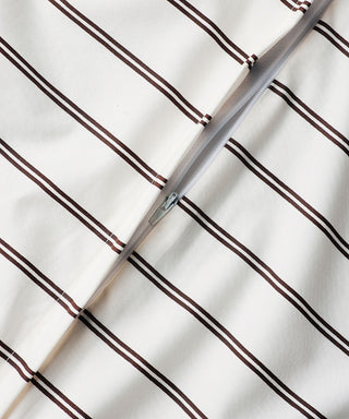 Cacao Stripe Tencel Baumwoll-Perkal Bettbezug