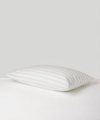 Sage Grey Stripe Tencel Baumwoll-Perkal Kissenbezug