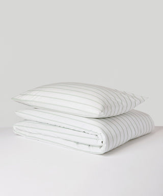 Sage Grey Stripe Tencel Baumwoll-Perkal Kissenbezug